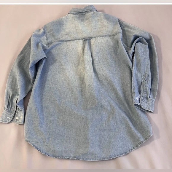 VTG 80s Clodia Dee Studded Denim‎ Top Sz Large Long Sleeve Shoulder Pads Women - Picture 5 of 8